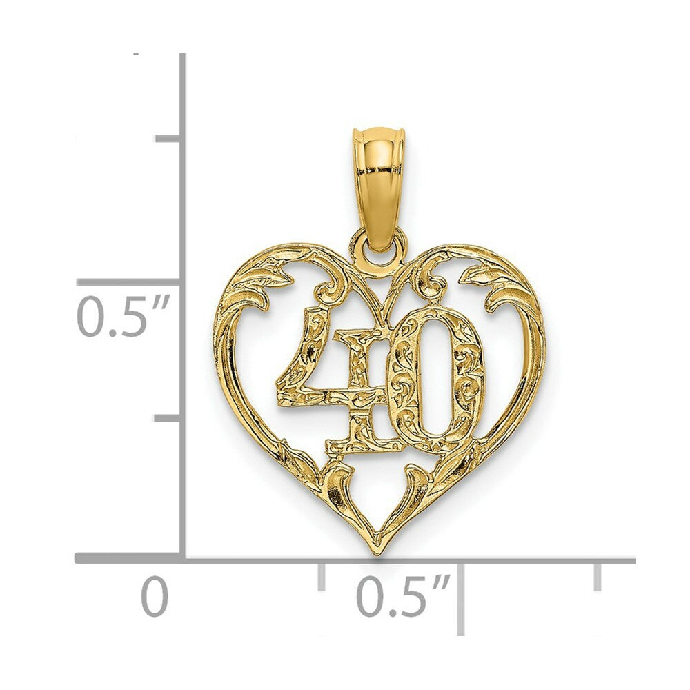 14K Yellow Gold 40 Inside Heart Charm Pendant