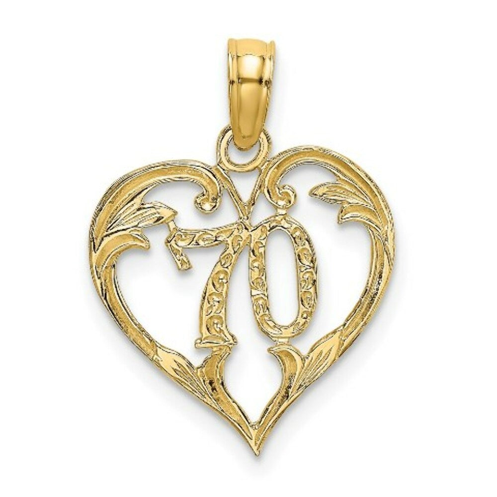 14K Yellow Gold 70 INSIDE HEART Charm Pendant