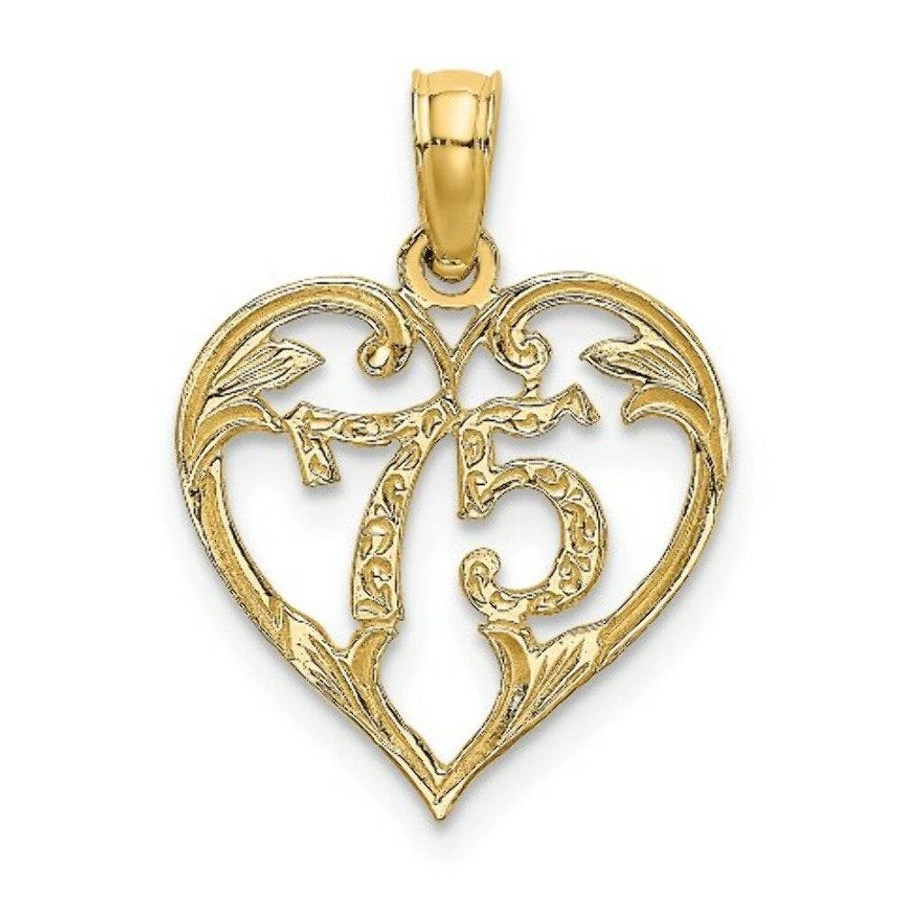 14K Yellow Gold 75 INSIDE HEART Charm Pendant