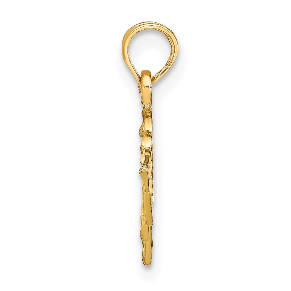14K Yellow Gold Polished Hearts and Arrow Pendant