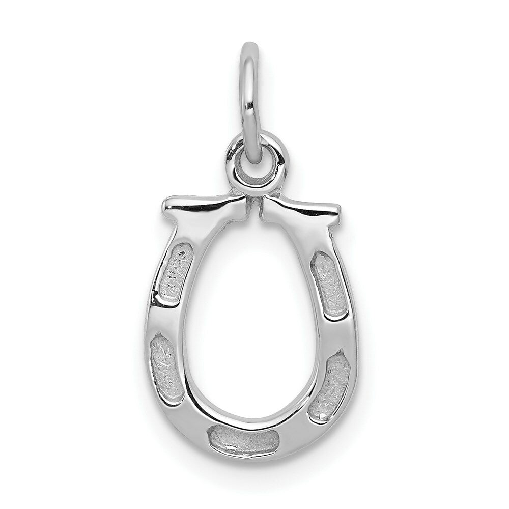 14K White Gold Solid Polished Horseshoe Charm