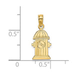 Load image into Gallery viewer, 14K Yellow Gold Polished and Engraved Fire Hydrant Charm Pendant
