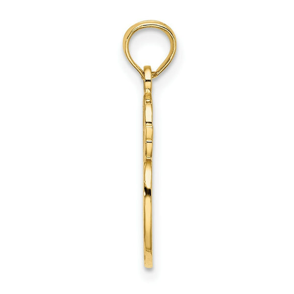 14K Yellow Gold Engraved & Textured Painters Pallet Charm Pendant