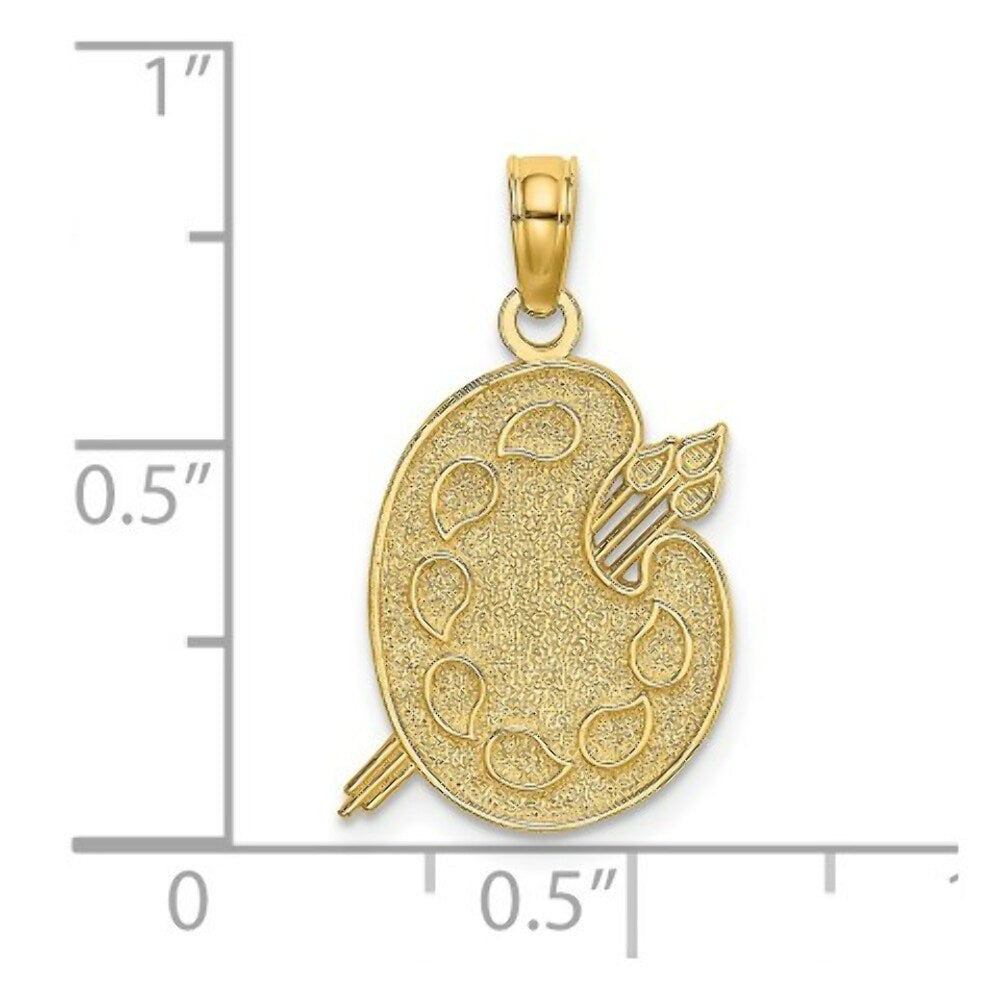 14K Yellow Gold Engraved & Textured Painters Pallet Charm Pendant