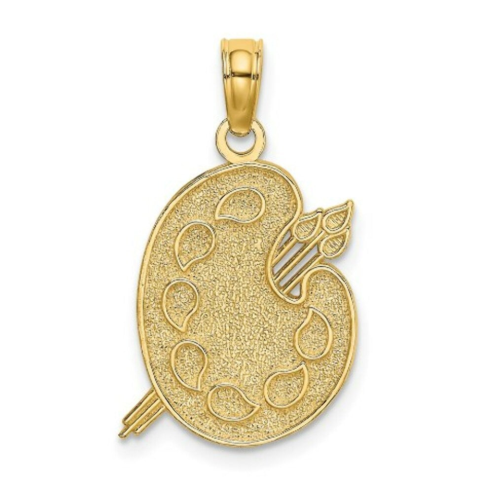 14K Yellow Gold Engraved & Textured Painters Pallet Charm Pendant