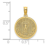 Load image into Gallery viewer, 14K Yellow Gold Textured Communion Cup on Round Disc Charm Pendant
