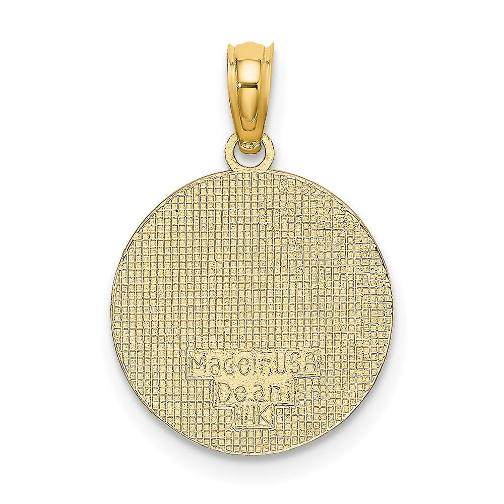 14K Yellow Gold Textured Communion Cup on Round Disc Charm Pendant