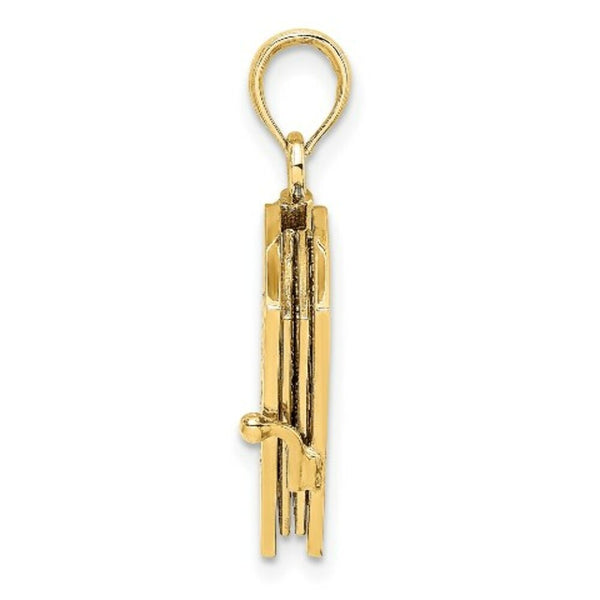14K Yellow Gold 3-D Moveable Pages Holy Bible With Lords Prayer Charm Pendant