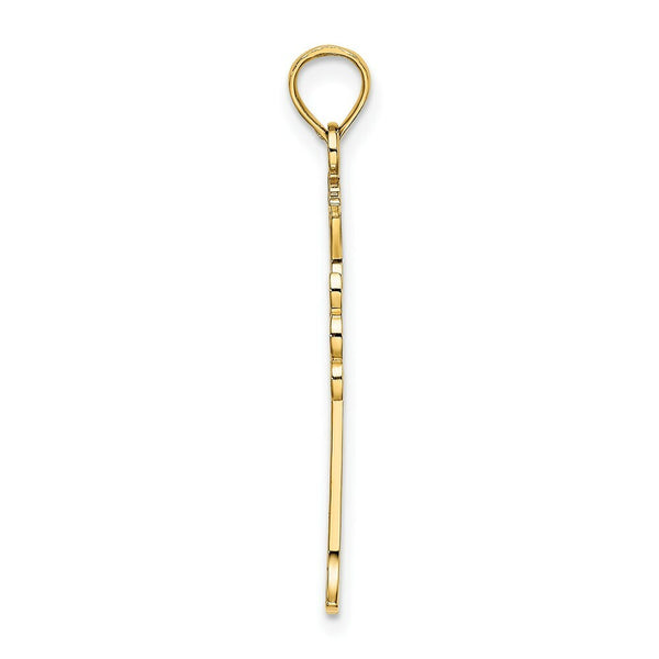 14K Yellow Gold Double Sided Engraved Cross Charm Pendant