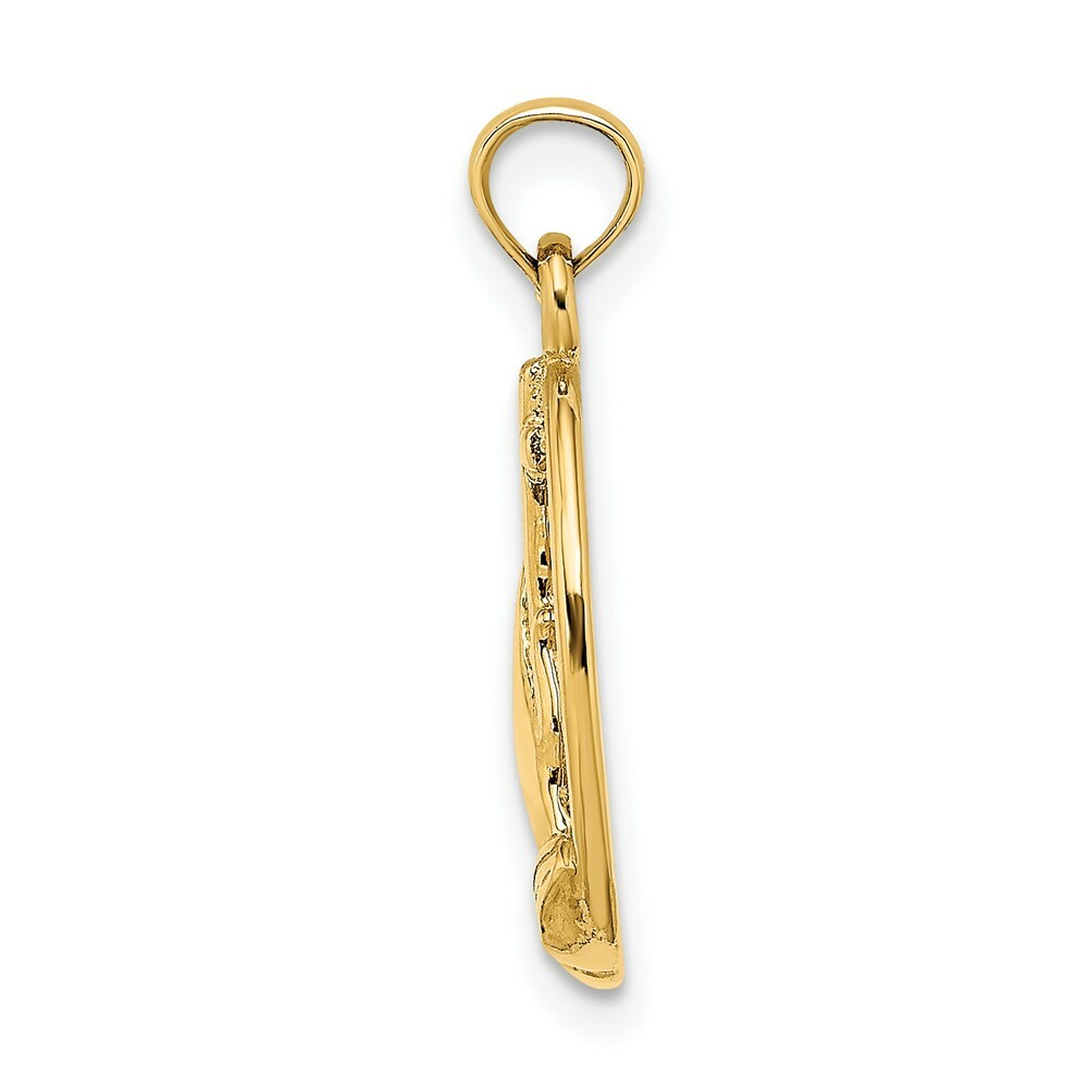 14K Yellow Gold Praying Hands & Cross In Oval Charm Pendant