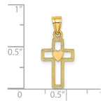 Load image into Gallery viewer, 14K Yellow Gold Cut-Out Cross With Heart Charm Pendant
