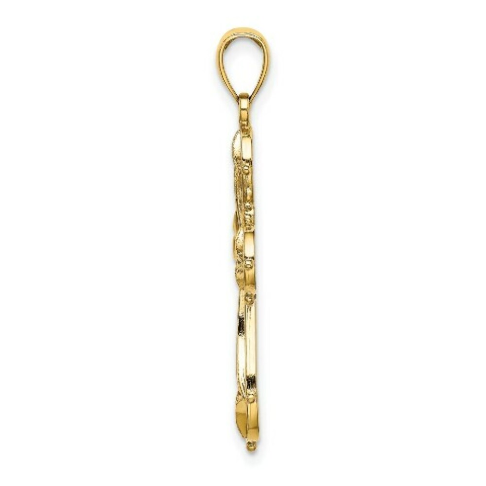 14K Yellow Gold Cut-Out Shapes Fancy Cross Charm Pendant