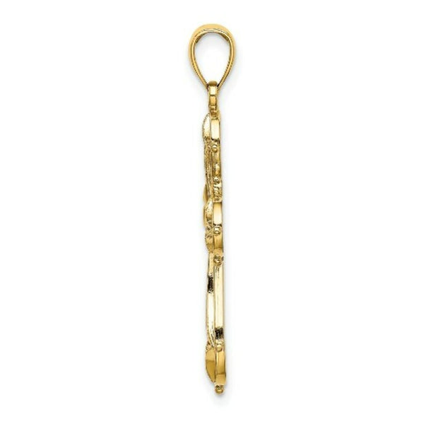 14K Yellow Gold Cut-Out Shapes Fancy Cross Charm Pendant