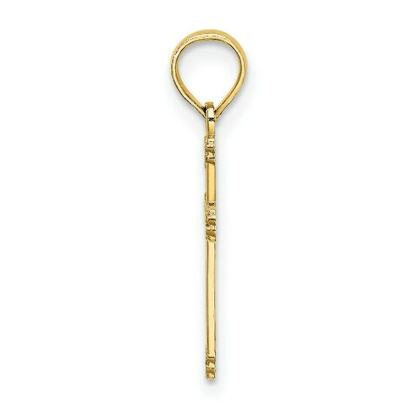 14K Yellow Gold Textured With Center Heart Small Cross Charm Pendant