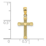 Load image into Gallery viewer, 14K Yellow Gold Textured With Center Heart Small Cross Charm Pendant
