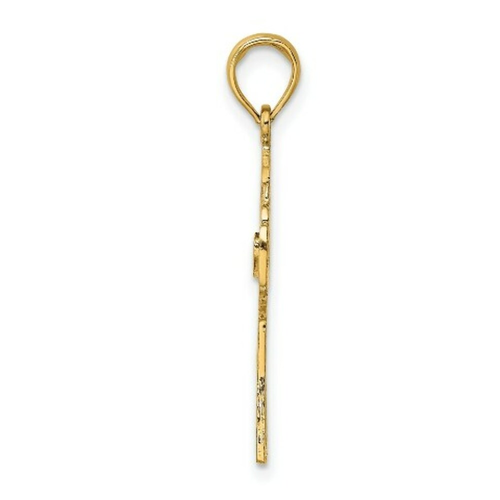 14K Yellow Gold Cross With CLADDAGH Charm Pendant