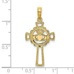 Load image into Gallery viewer, 14K Yellow Gold Cross With CLADDAGH Charm Pendant
