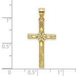 Load image into Gallery viewer, 14K Yellow Gold Cross With Flower Charm Pendant
