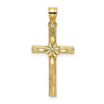 Load image into Gallery viewer, 14K Yellow Gold Cross With Flower Charm Pendant
