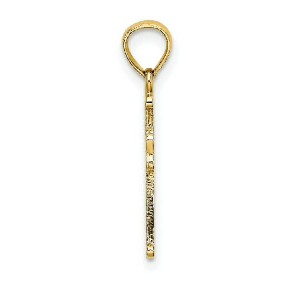 14K Yellow Gold 4-Leaf CLover Cross Charm Pendant