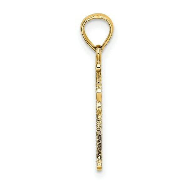 14K Yellow Gold 4-Leaf CLover Cross Charm Pendant