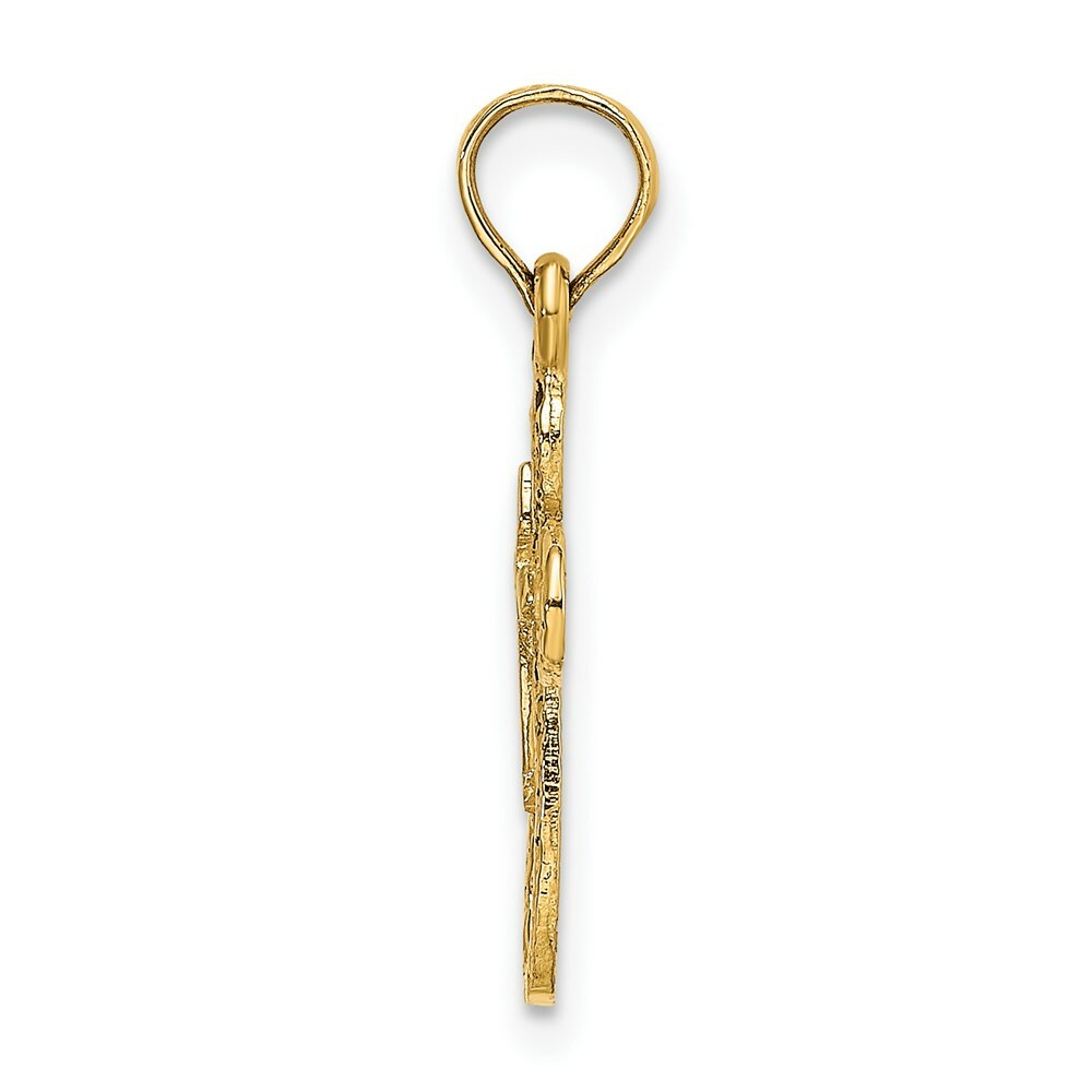 14K Yellow Gold Cut-Out Cross With Small Interior Cross Charm Pendant