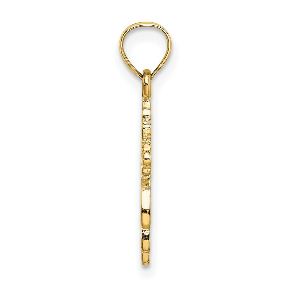 14K Yellow Gold Solid Polished and Textured Cross Charm Pendant
