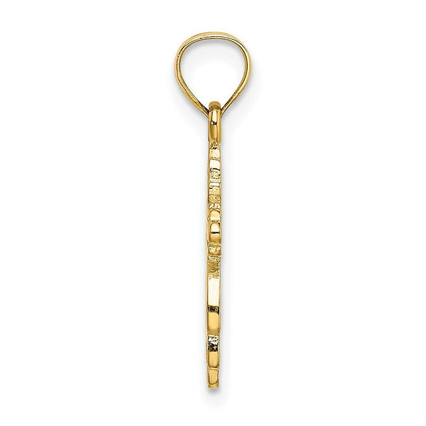 14K Yellow Gold Solid Polished and Textured Cross Charm Pendant