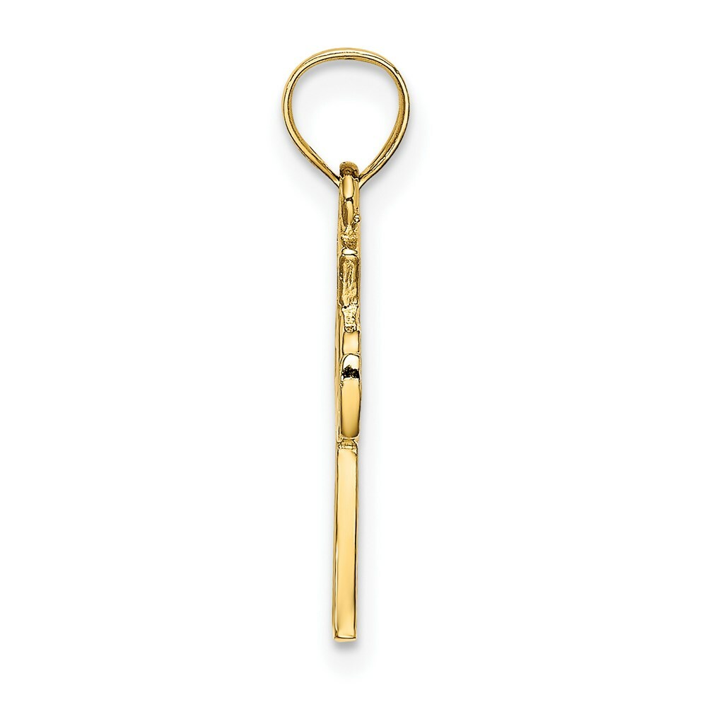 14K Yellow Gold Solid Cross With Eternity Rings Cross Charm Pendant