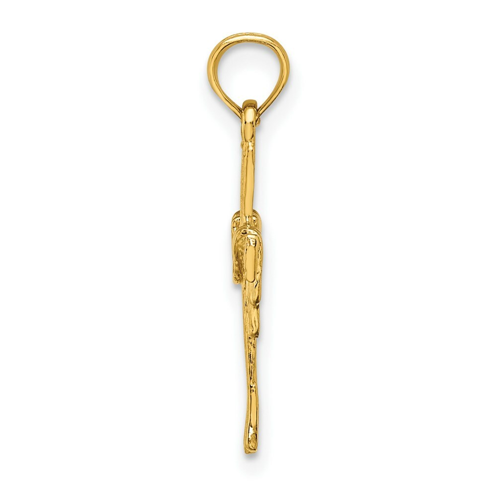 14K Yellow Gold Cross With Drape Charm Pendant