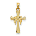Load image into Gallery viewer, 14K Yellow Gold Cross With Drape Charm Pendant
