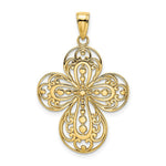 Load image into Gallery viewer, 14K Yellow Gold Cut-Out With Rounded Tips Filigree Cross Charm Pendant
