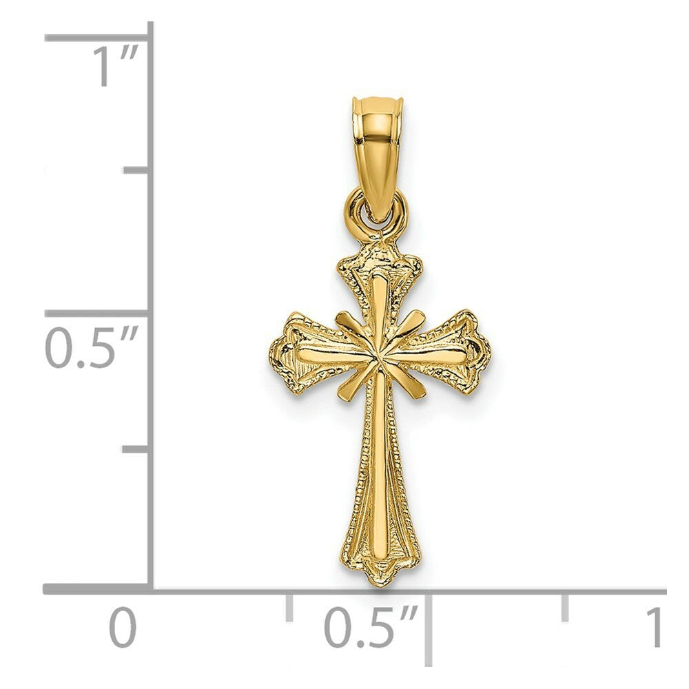 14K Yellow Gold Engraved Small Cross With X Center Charm Pendant