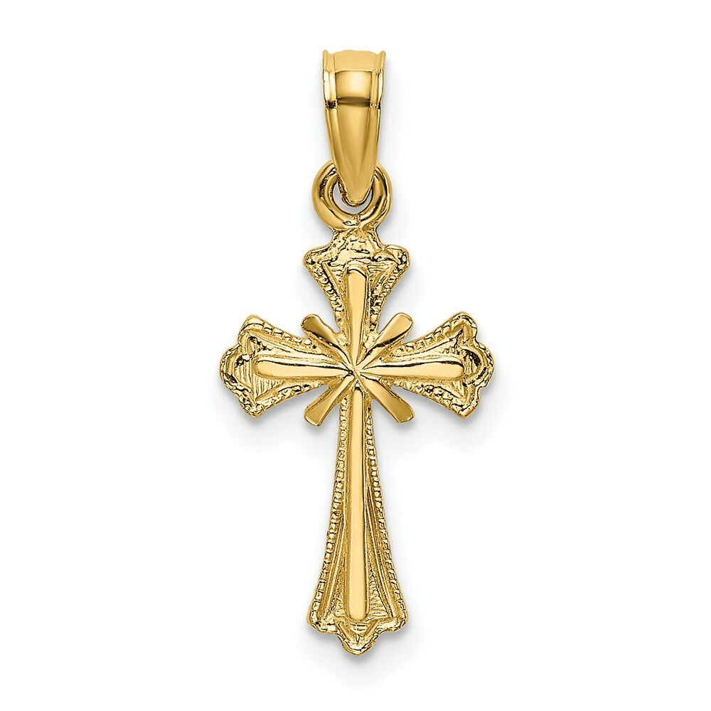 14K Yellow Gold Engraved Small Cross With X Center Charm Pendant