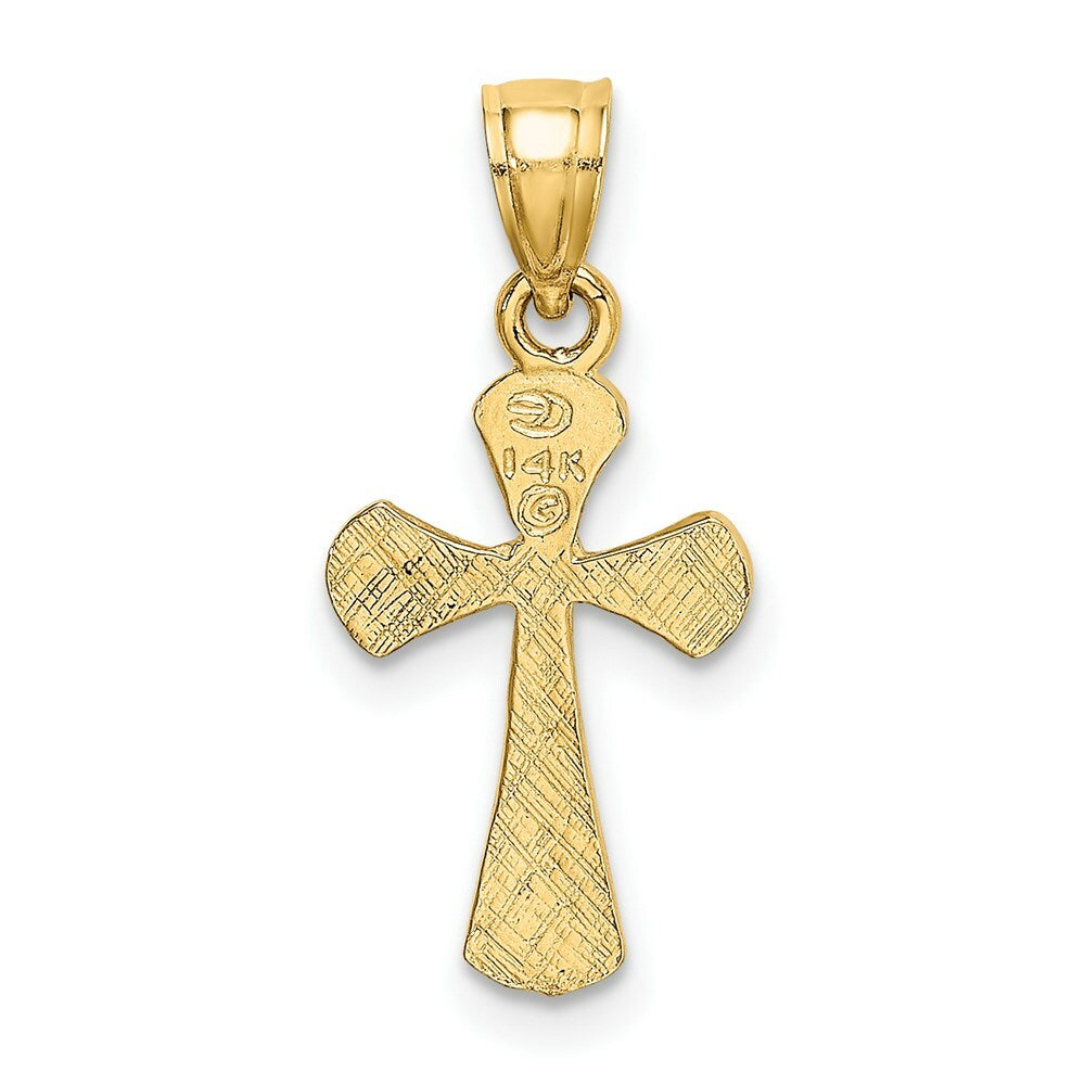 14K Yellow Gold Solid Textured Cross Charm Pendant