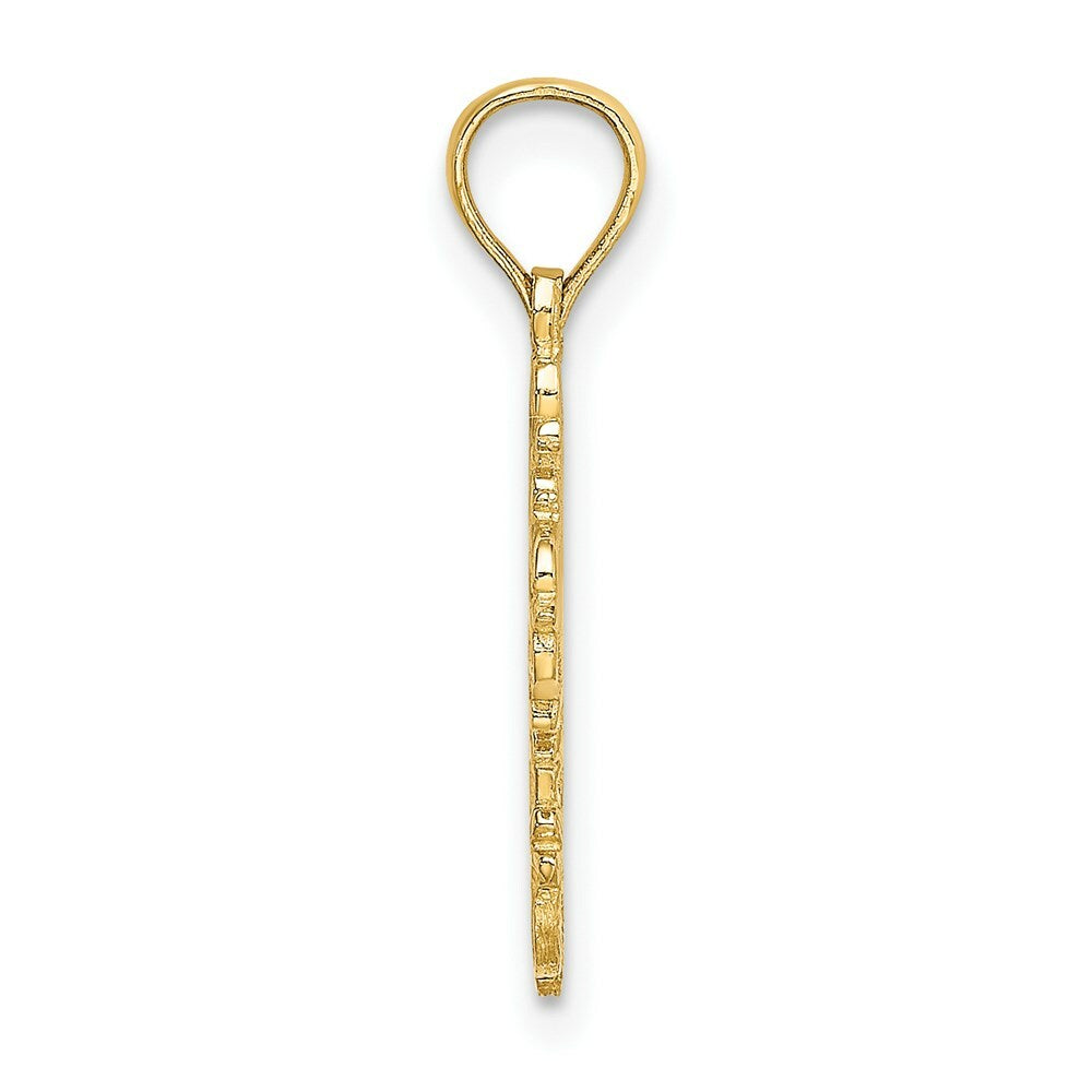14K Yellow Gold Cut-Out Delicate Cross Charm Pendant