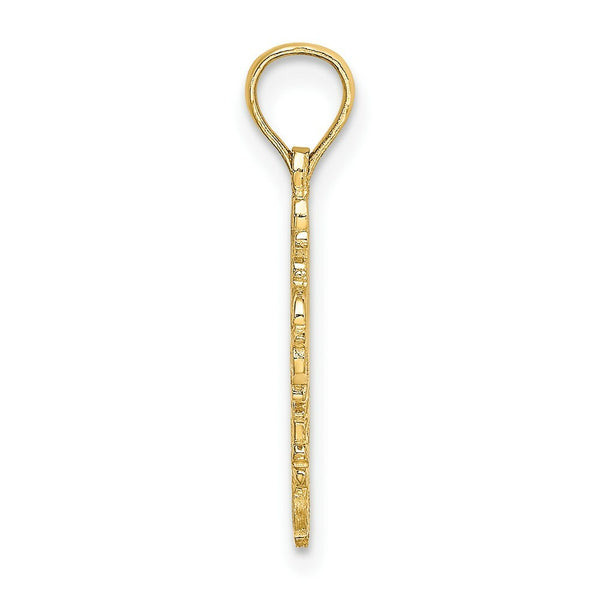 14K Yellow Gold Cut-Out Delicate Cross Charm Pendant