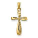 Load image into Gallery viewer, 14K Yellow Gold 3-D Engraved &amp; Polished Twisted Cross Charm Pendant
