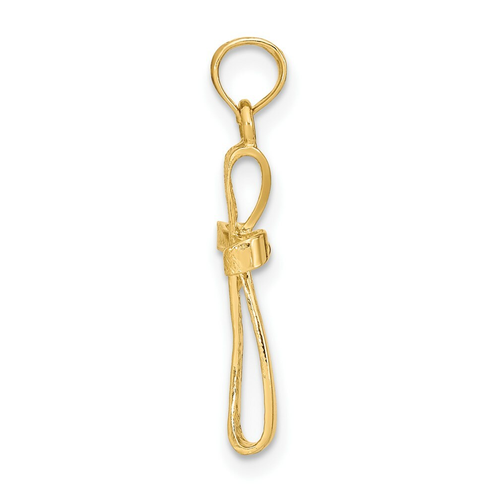14K Yellow Gold 3-D Engraved & Polished Twisted Cross Charm Pendant
