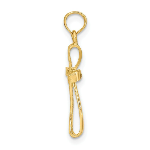14K Yellow Gold 3-D Engraved & Polished Twisted Cross Charm Pendant