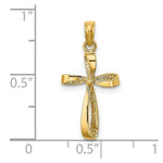 Load image into Gallery viewer, 14K Yellow Gold 3-D Engraved &amp; Polished Twisted Cross Charm Pendant
