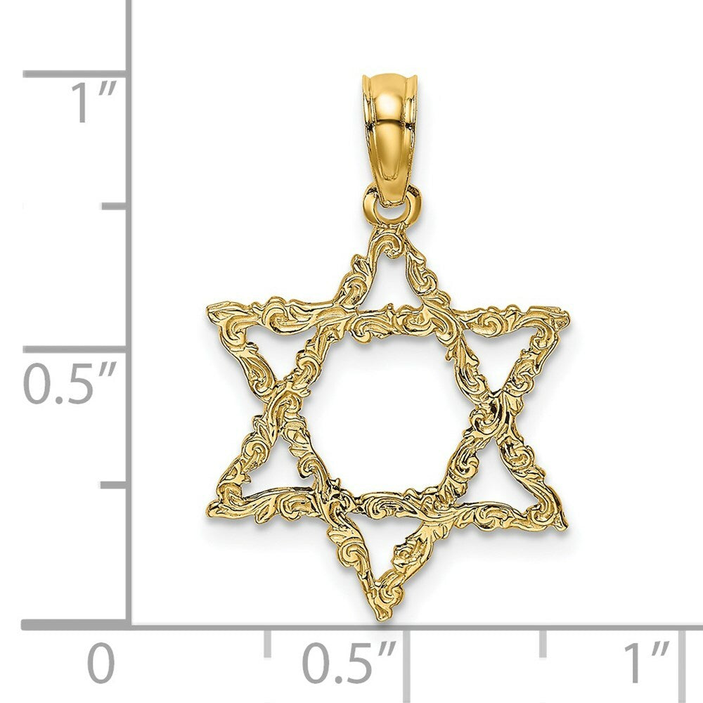 14K Yellow Gold STAR OF DAVID Charm Pendant