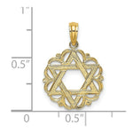 Load image into Gallery viewer, 14K Yellow Gold Star Of David In Scalloped Circle Charm Pendant
