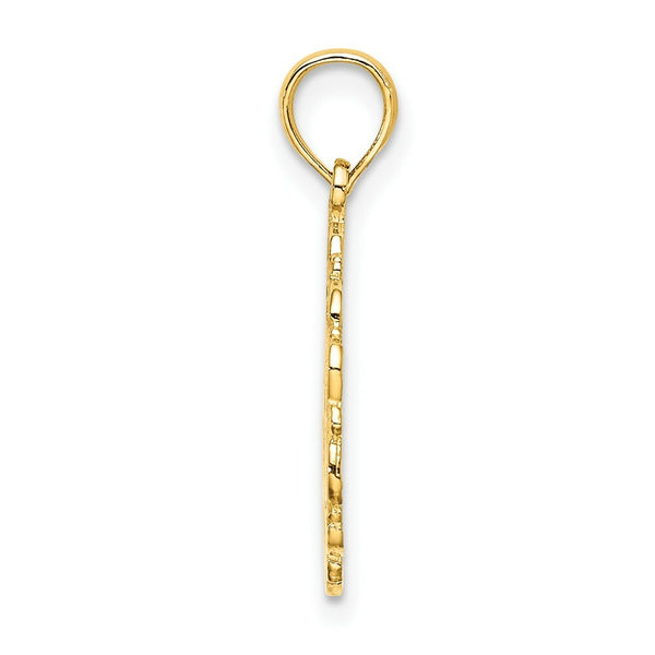 14K Yellow Gold Star Of David In Scalloped Circle Charm Pendant