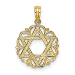 Load image into Gallery viewer, 14K Yellow Gold Star Of David In Scalloped Circle Charm Pendant

