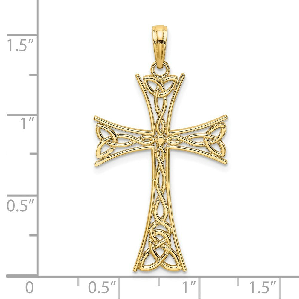 14K Yellow Gold Polished CELTIC KNOT Cross Charm Pendant