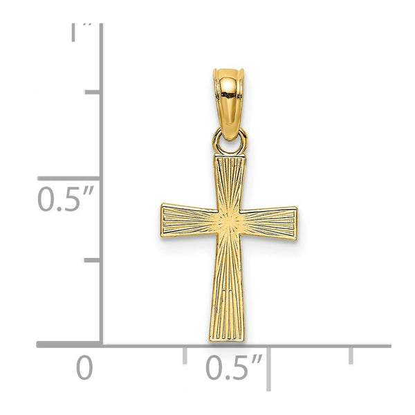 14K Yellow Gold Small TextureD Cross Charm Pendant