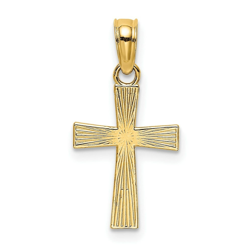 14K Yellow Gold Small TextureD Cross Charm Pendant