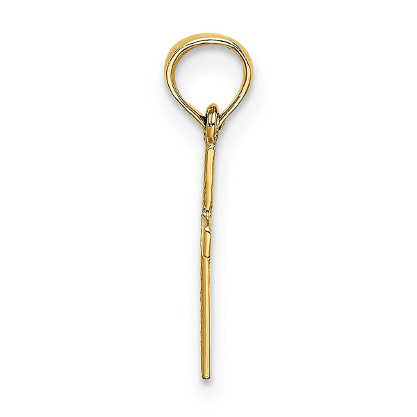 14K Yellow Gold Polished Mini Cross With Heart Charm Pendant