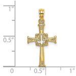 Load image into Gallery viewer, 14K Yellow Gold Polished and Engraved Cross &amp; Dove Charm Pendant
